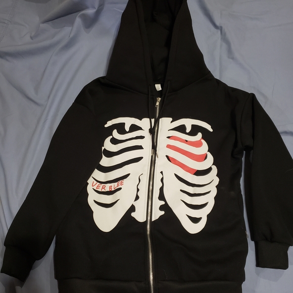 Black Skeleton Hoodie Jacket S - Picture 1 of 2